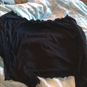 Black off the shoulder long sleeve shirt